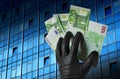 Illegal business money stealing hand