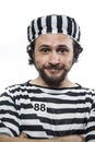 Illegal, Desperate, portrait of a man prisoner in prison garb, o Royalty Free Stock Photo