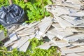 Illegal dumping of demolished plasterboard abandoned in nature Royalty Free Stock Photo