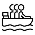 Illegal immigrants in boat icon, outline style Royalty Free Stock Photo