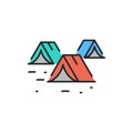 Illegal immigrants camping color line icon. Editable stroke.