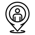 Illegal immigrants gps pin icon, outline style