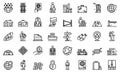 Illegal immigrants icons set, outline style