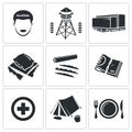 Illegal migration Vector Icons Set