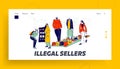 Illegal Sellers Characters Business Landing Page Template. Smugglers Sell on Black Market