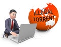 Illegal Torrent Unlawful Data Download 3d Rendering