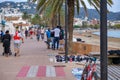 Illegal trade in counterfeit goods on the waterfront in Spain