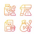 Illegal transportation gradient linear vector icons set