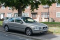 Illegally parked car on pavement