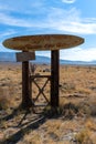 Illegible sign at an abandoned resort in Keeler, California, USA