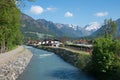 Iller river, flowing through tourist resort oberstdorf