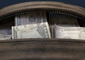 Illicit Cash In A Brown Duffel Bag Royalty Free Stock Photo