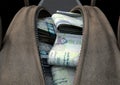 Illicit Cash In A Brown Duffel Bag