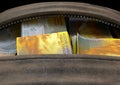 Illicit Cash In A Brown Duffel Bag