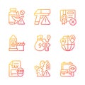 Illicit import and its prevention gradient linear vector icons set