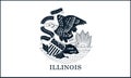 State flag of Illinois in black and white colors. Royalty Free Stock Photo