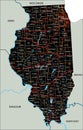 Detailed Illinois road map with labeling. Royalty Free Stock Photo