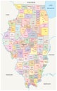 Illinois administrative map Royalty Free Stock Photo