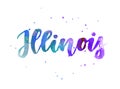 Illinois watercolor handwritten lettering