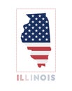 Illinois Logo. Map of Illinois with us state name. Royalty Free Stock Photo
