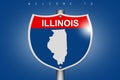 Illinois map on highway road sign over blue background Royalty Free Stock Photo