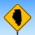 Illinois map on road sign. Royalty Free Stock Photo