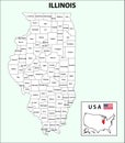 Illinois Map. State and district map of Illinois. Administrative and political map of Illinois with district and capital in white Royalty Free Stock Photo