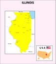 Illinois Map. State and district map of Illinois. Administrative and political map of Illinois with major district Royalty Free Stock Photo