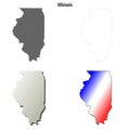 Illinois outline map set