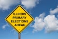 Illinois Primary Elections Ahead Caution Sign - Blue Sky Background