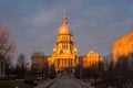 Illinois State Capitol building at sunrise in Springfield Illinois