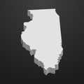 Illinois State map in gray on a black background 3d Royalty Free Stock Photo