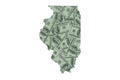 Illinois State Map and United States Money, Hundred Dollar Bills Royalty Free Stock Photo