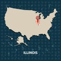 illinois state on the map of usa. Vector illustration decorative design Royalty Free Stock Photo
