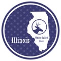 illinois state map with white-tailed deer. Vector illustration decorative design Royalty Free Stock Photo