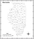 Illinois state outline administrative and political vector map in black and white Royalty Free Stock Photo