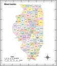 Illinois state outline administrative and political vector map in color Royalty Free Stock Photo