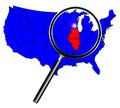 USA State Under A Magnifying Glass Illinois Royalty Free Stock Photo