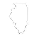 Illinois, state of USA - solid black outline map of country area. Simple flat vector illustration
