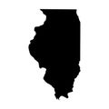 Illinois, state of USA - solid black silhouette map of country area. Simple flat vector illustration Royalty Free Stock Photo