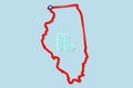 Illinois US state bold outline map. Vector illustration