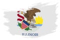 Illinois US State brush stroke flag vector background. Hand drawn grunge style isolated banner Royalty Free Stock Photo