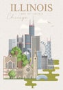 Illinois vector flyer. Chicago. Land of Lincoln. US state. United States of America. Royalty Free Stock Photo