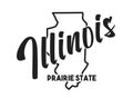Illinois vector illustration. Prairie State nickname. United States of America outline silhouette. Hand-drawn map of US territory