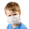Illness child boy in medicine mask