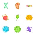 Illness icons set, cartoon style Royalty Free Stock Photo