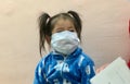 Russia, 03.02.2020 china girl. illness people in hospital. Chinese coronavirus from Wuhan. Masked people infected