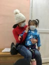 Russia, 03.02.2020 illness people in hospital. Chinese coronavirus from Wuhan. Masked people infected