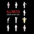 Illness stick man set