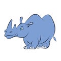 Illstration of a cheerful blue rhinoceros